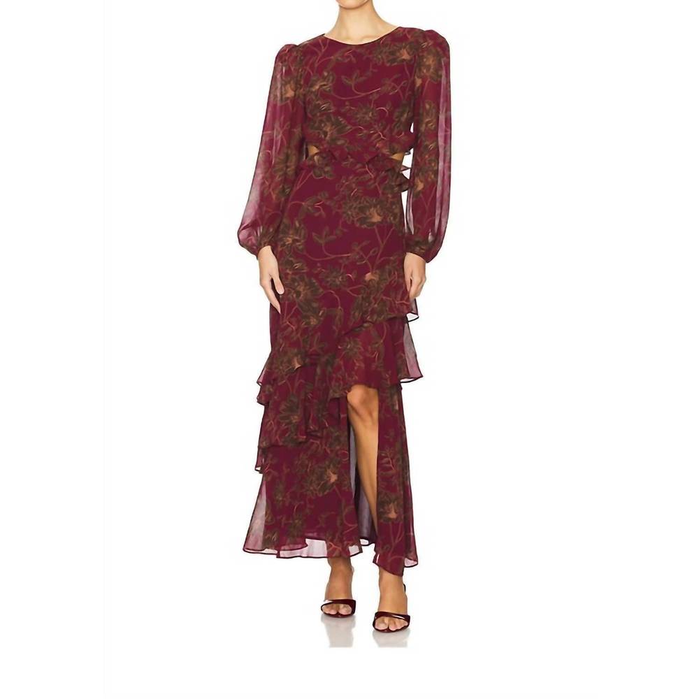Astr Deep Red Floral Maxi Dress